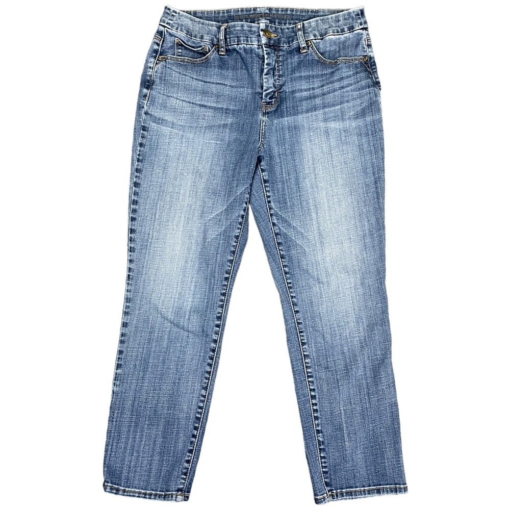 CHICOS 1 So Slimming Girlfriend Crop Denim Jeans Womens M 8 25" Inseam